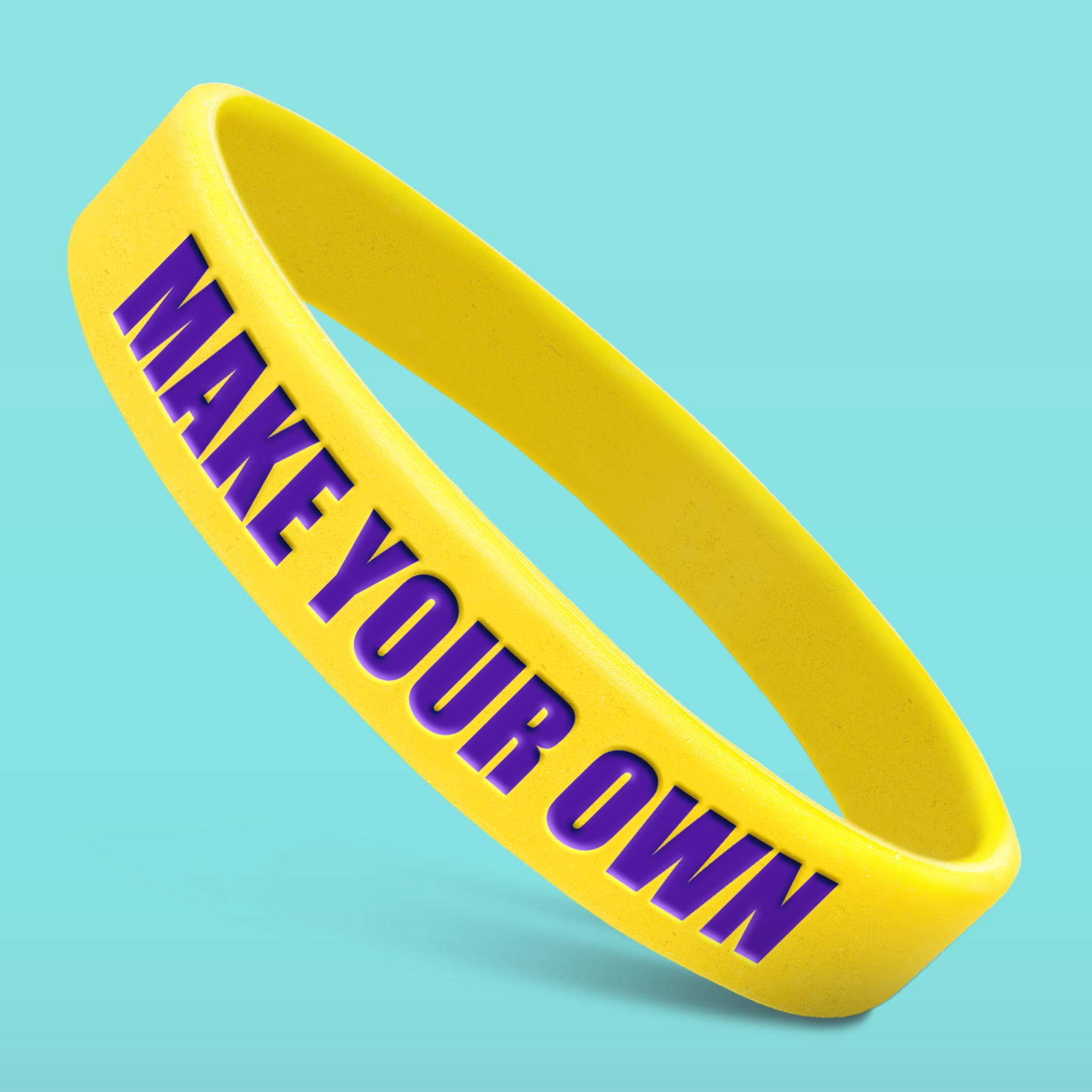 Custom Wristbands - 100% Silicone - Classic Rubber Bracelets (1ct, Yellow)