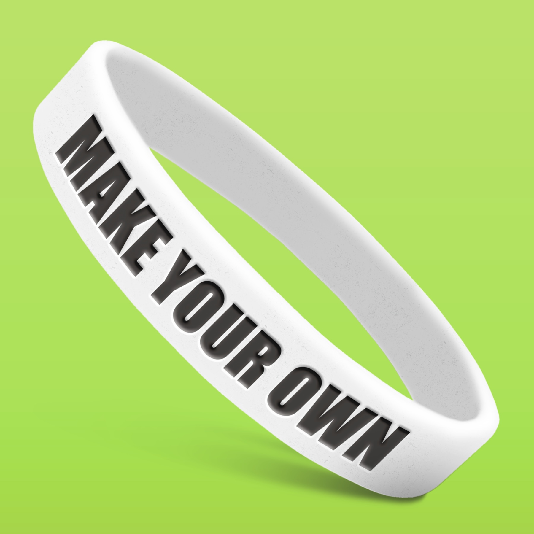 Custom Wristbands - 100% Silicone - Classic Rubber Bracelets (1ct, White)