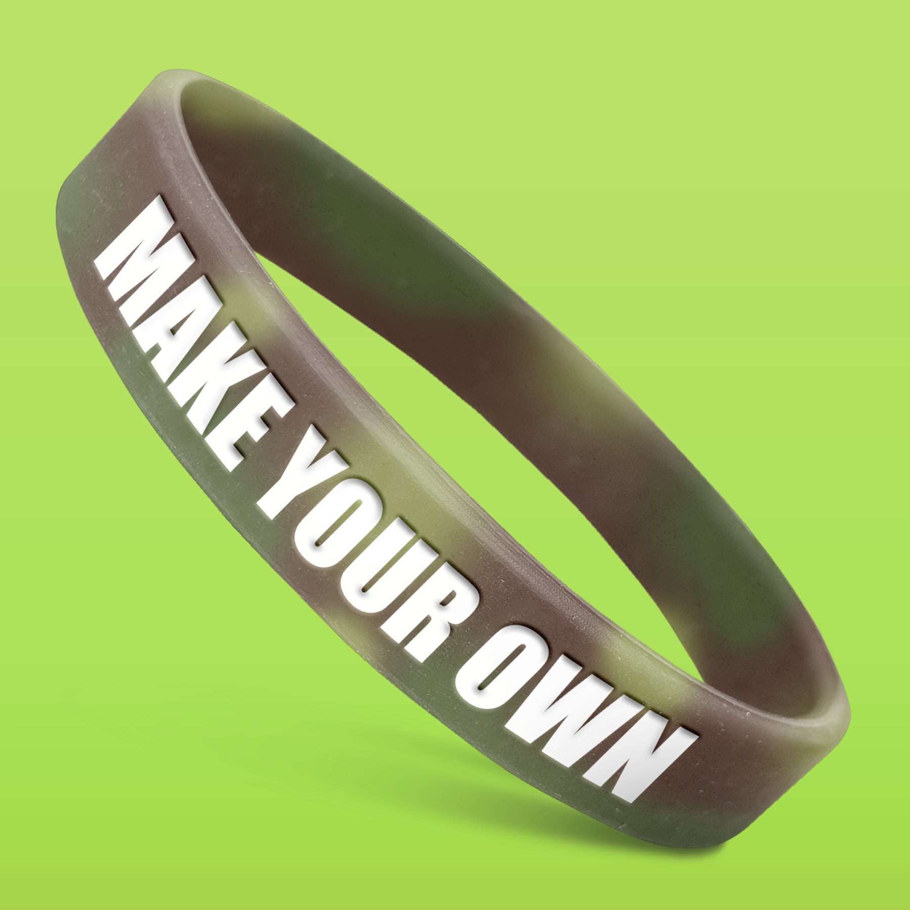 Silicone Wristbands - Fully Customizable - Classic Rubber Bracelets (1ct, Green Camo Swirl)