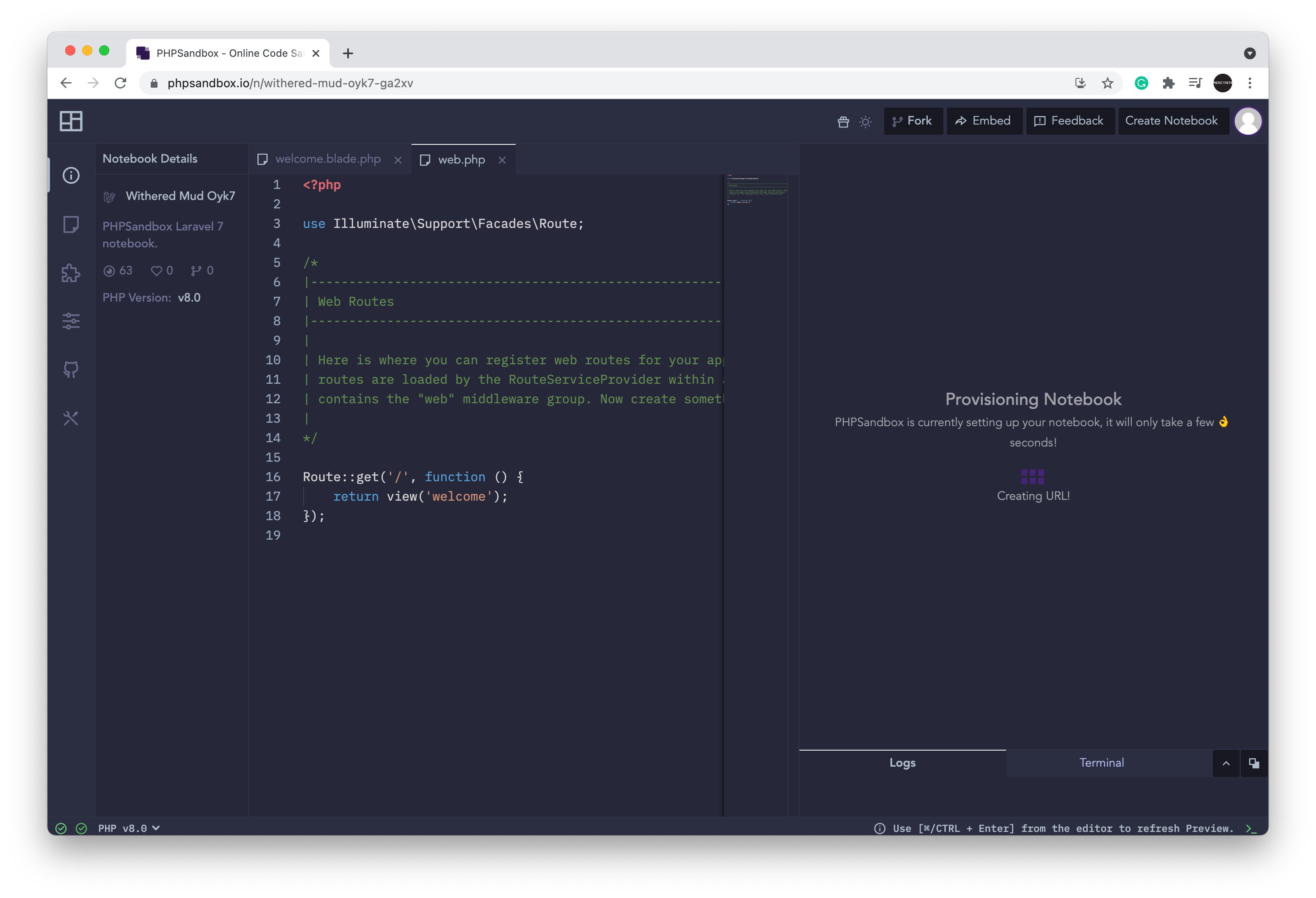 Provisioning notebook
