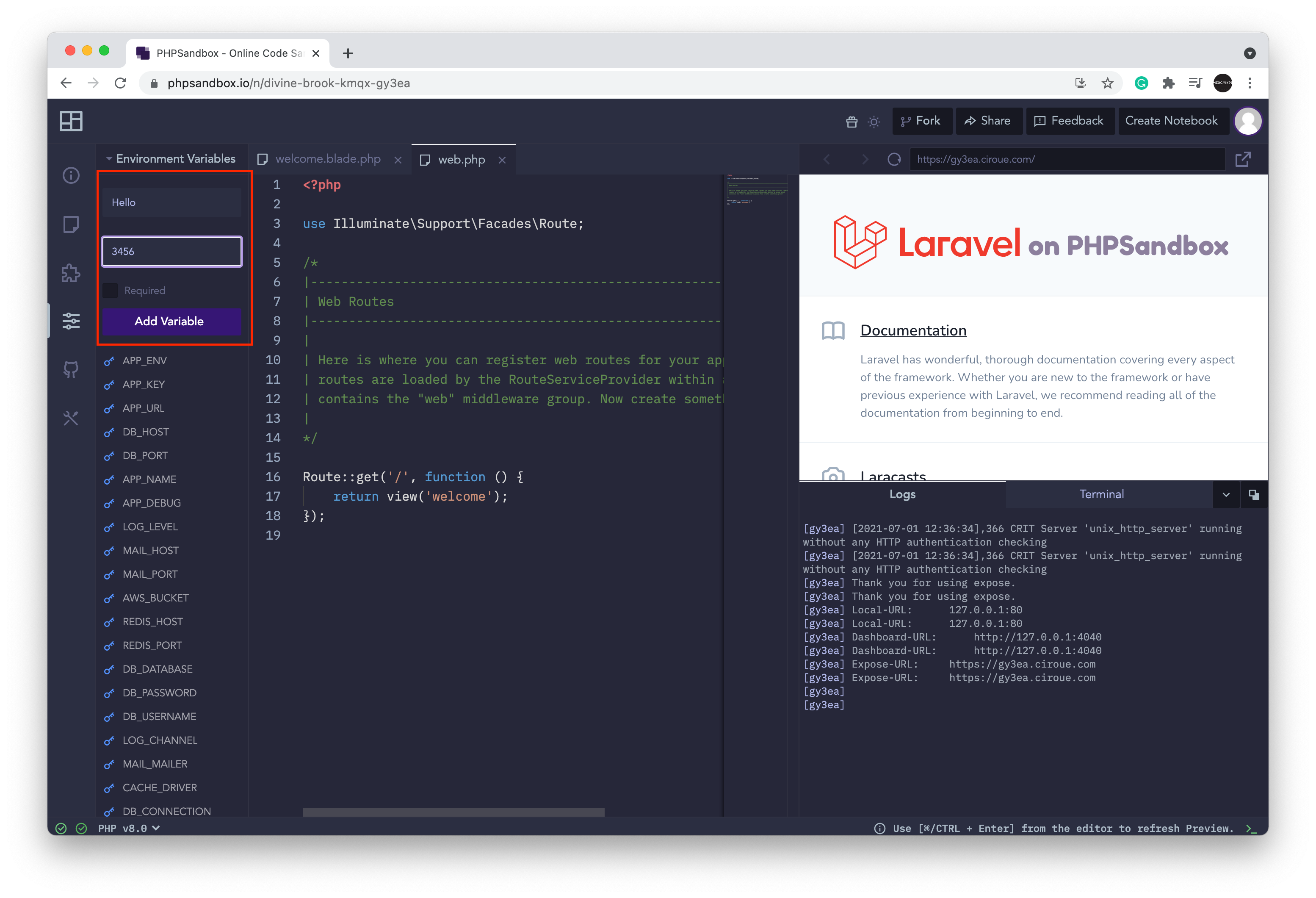 Terminal List Environment Variables