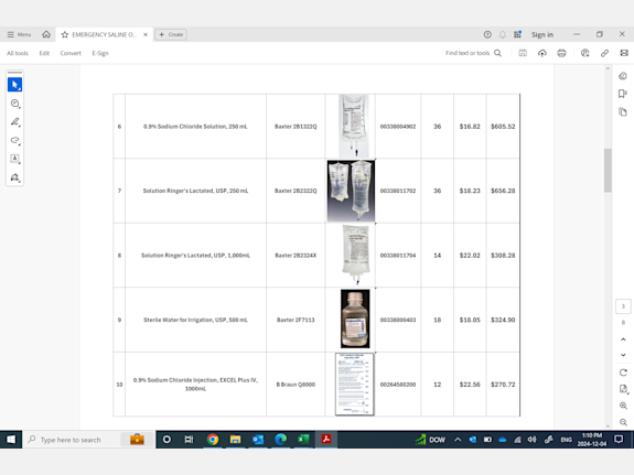 Medical IV Saline Bags Available. Wide Selection