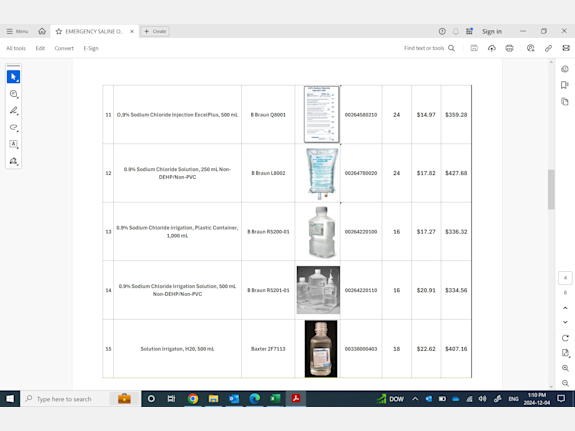 Medical IV Saline Bags Available. Wide Selection