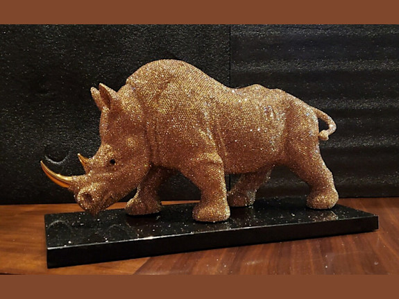 African Rhinoceros - Crystal Sculptures