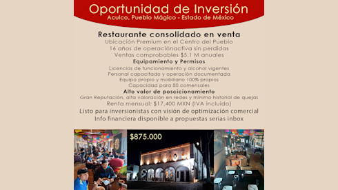 Restaurant Operating in Aculco Magic Town