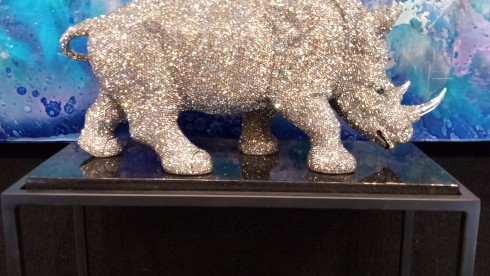 African Rhinoceros - Crystal Sculptures