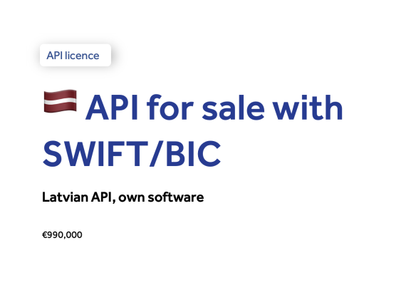 API with BIC/SWIFT for Sale in Latvia