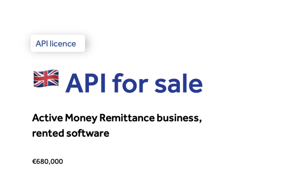 API in UK for Sale (Money Remittance)