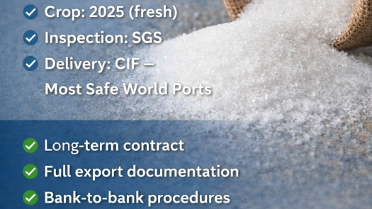 ICUMSA 45 White Refined Sugar CIF Supply Available