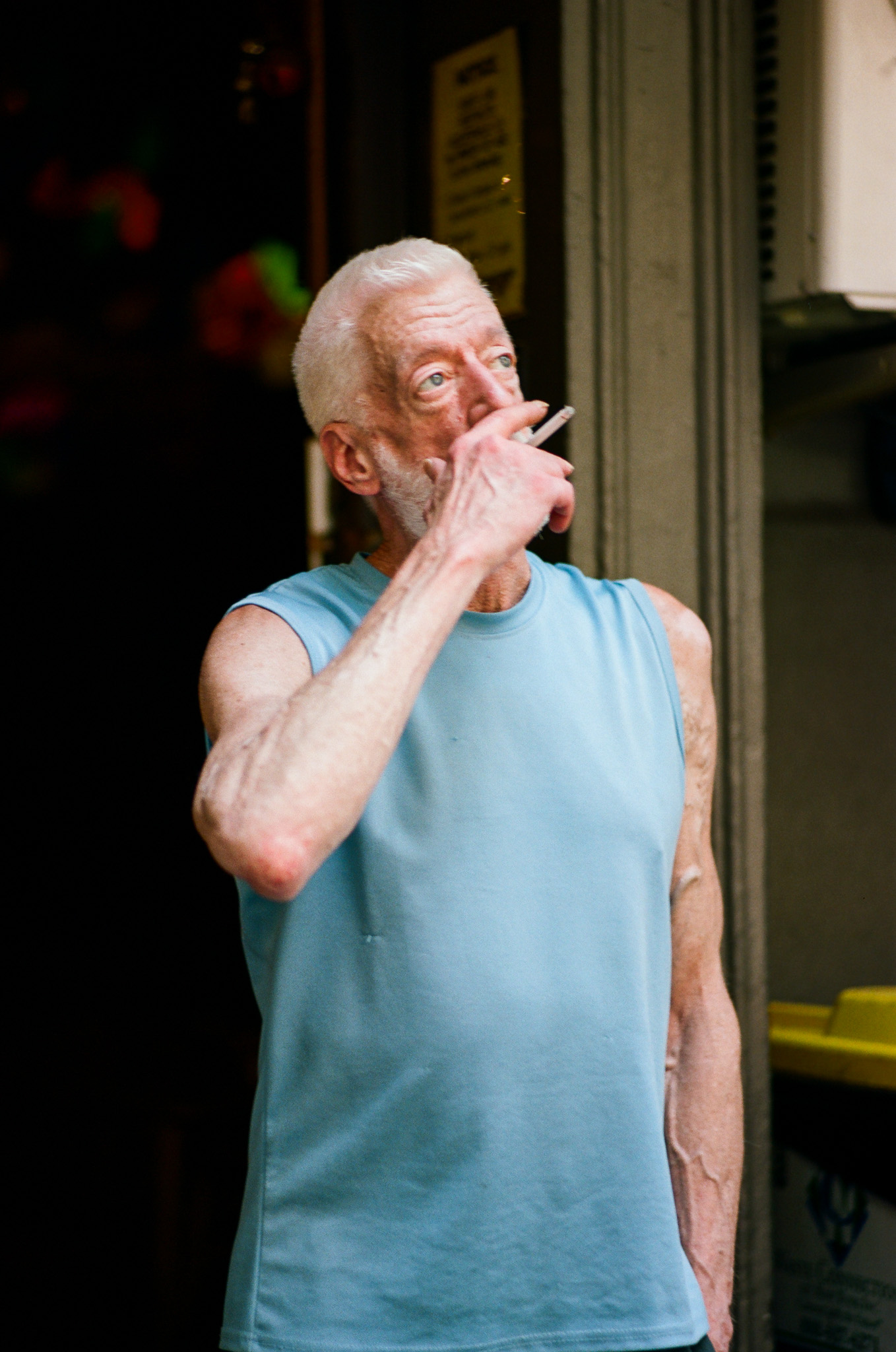 Man smoking on Christopher Street