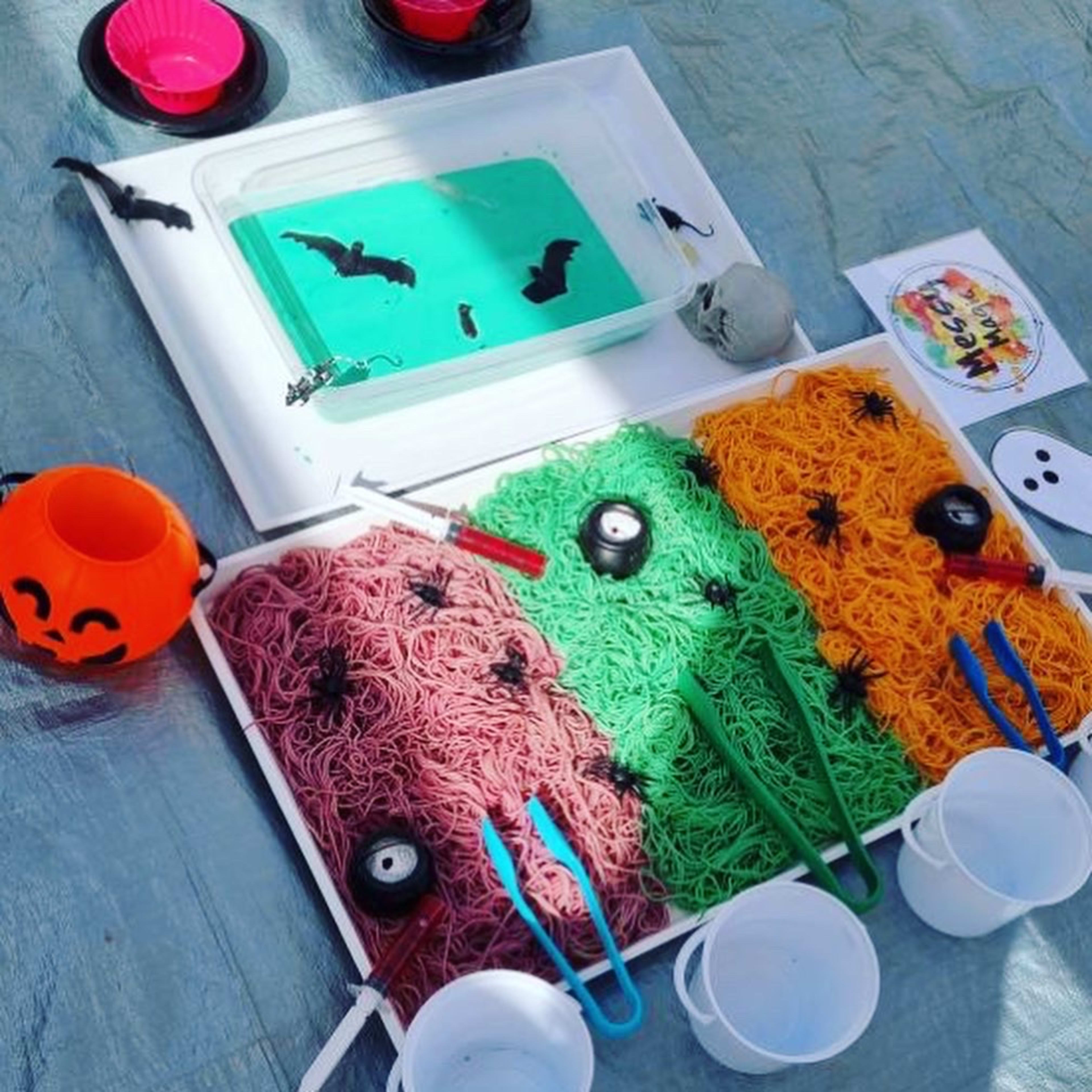 Halloween messy play set up