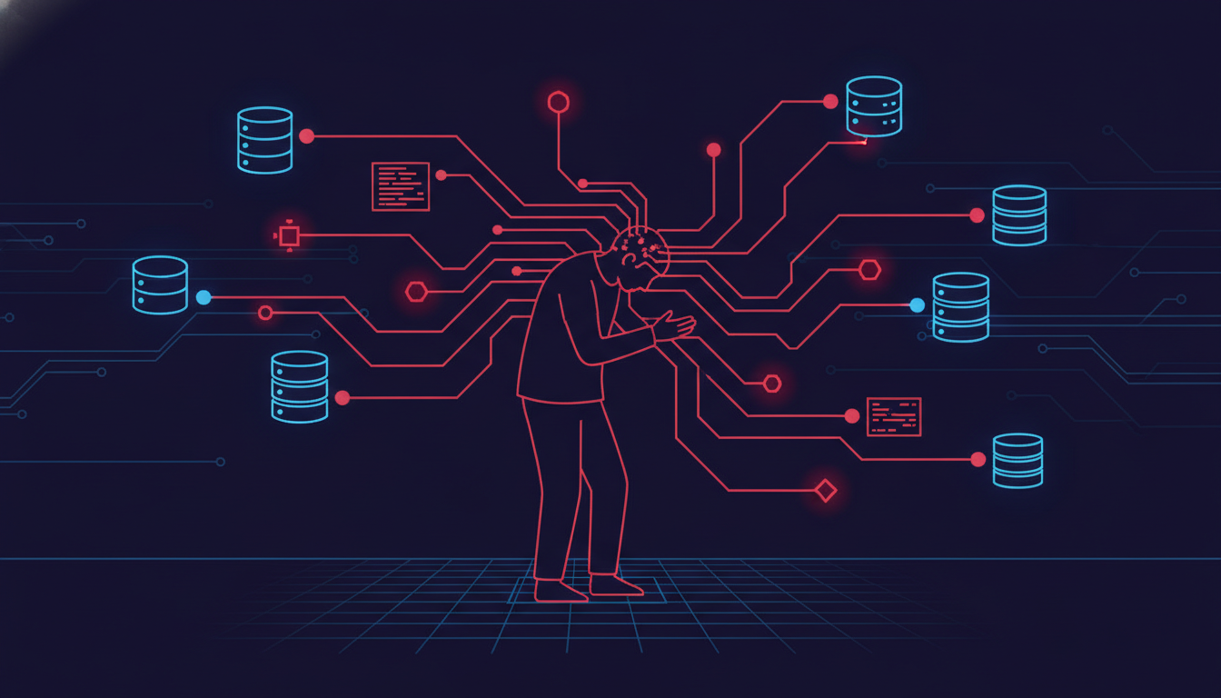 Network of infected nodes spreading from a developer workstation, illustrating wormable AI coding vulnerabilities