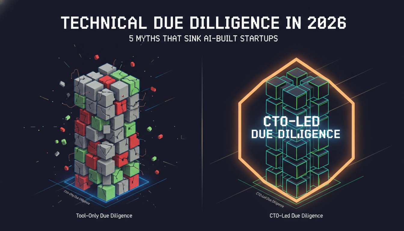 Comparison of fragile tool-only due diligence versus reinforced CTO-led technical due diligence