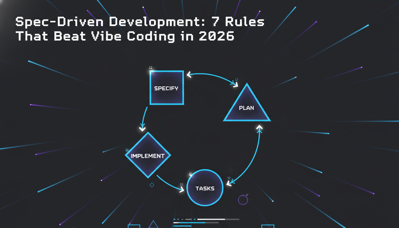 The four-phase spec-driven development loop: specify, plan, tasks, implement, with human review checkpoints between each phase