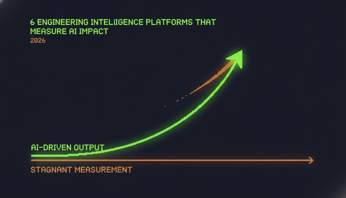A steep rising AI output curve pulling away from a flat measurement line, showing the widening gap between AI speed and stagnant engineering metrics