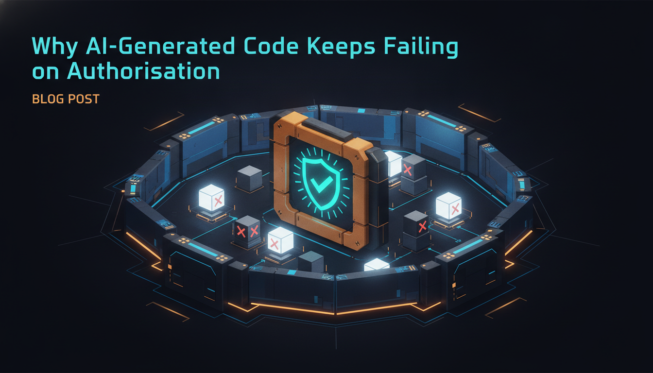 A reinforced gate with a shield checkmark surrounding protected data blocks, illustrating an authorisation audit and fix