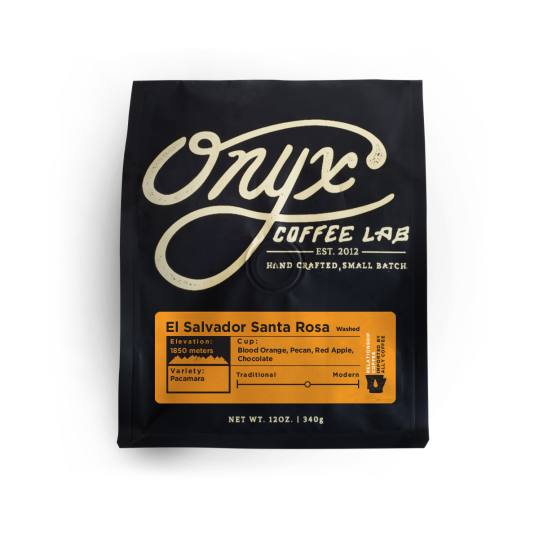 Bag of whole bean El Salvador Santa Rosa Washed coffee, roasted by Onyx Coffee Lab