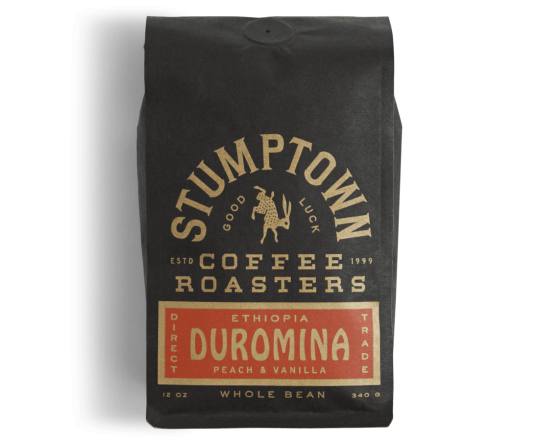 Bag of whole bean Ethiopia Duromina coffee, roasted by Stumptown Coffee Roasters