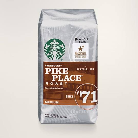 Bag of whole bean Pike Place® Roast coffee, roasted by Starbucks