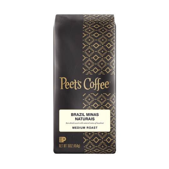 Bag of whole bean Brazil Minas Naturais coffee, roasted by Peet's Coffee