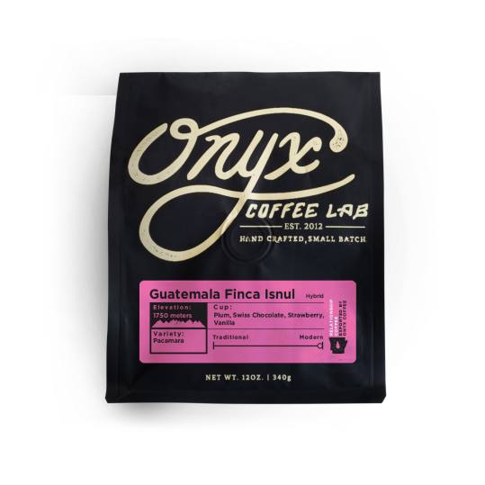 Bag of whole bean Guatemala Finca Isnul Hybrid coffee, roasted by Onyx Coffee Lab