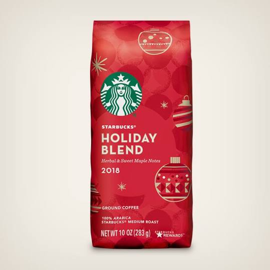 Bag of whole bean Holiday Blend (2018) coffee, roasted by Starbucks