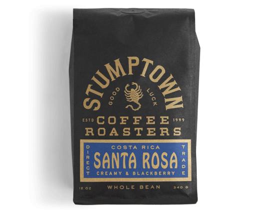 Bag of whole bean Costa Rica Santa Rosa coffee, roasted by Stumptown Coffee Roasters