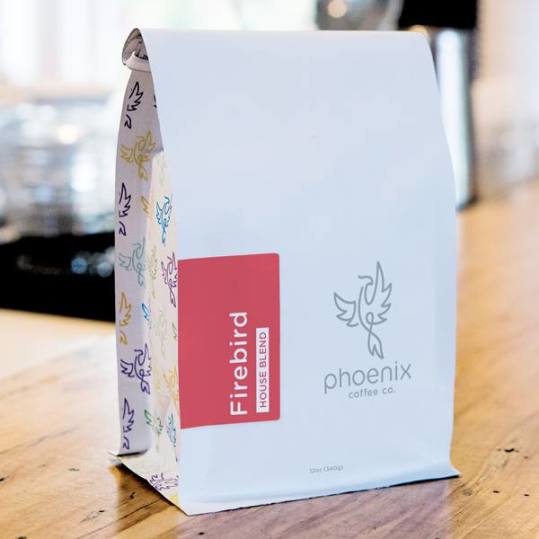 Bag of whole bean Firebird: House Blend coffee, roasted by Phoenix Coffee Co.