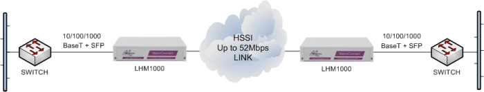 LHM1000 units performing Ethernet service demarcation and media conversion
