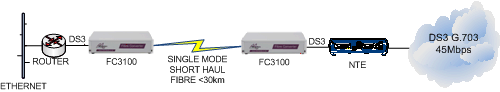 FC3100: DS3 Router to NTE extension over singlemode fibre