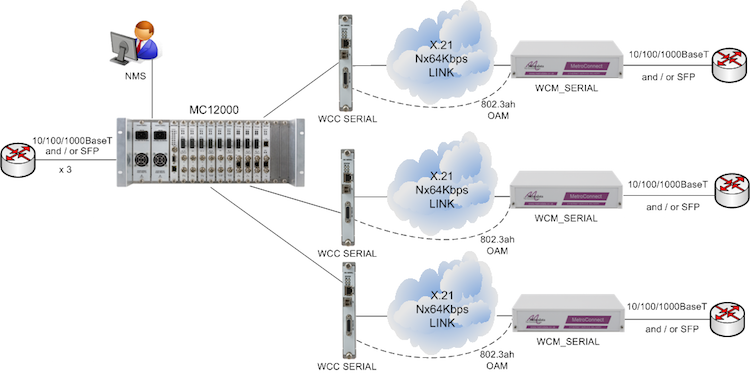 MC12000 supporting Multiple Carrier Ethernet Demarcation / LAN Extension Devices