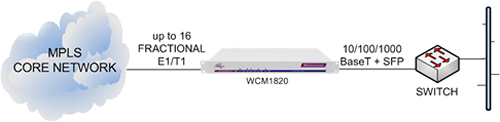 WCM1820 delivering Ethernet Extension services from an MPLS core network