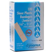 Economy Value Sheer Plastic Adhesive Junior Bandage Strips 100/box