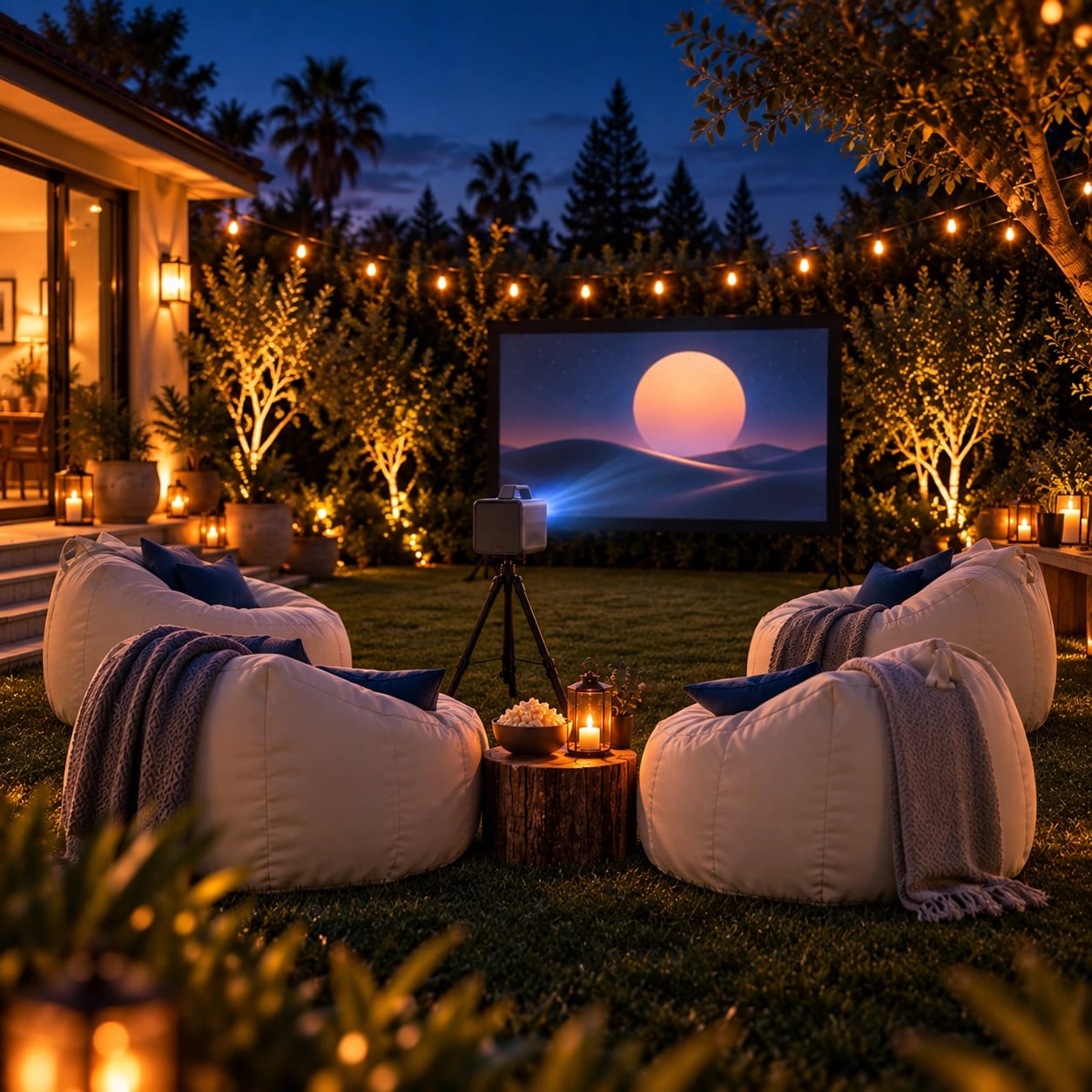 Essential Cinema backyard movie setup