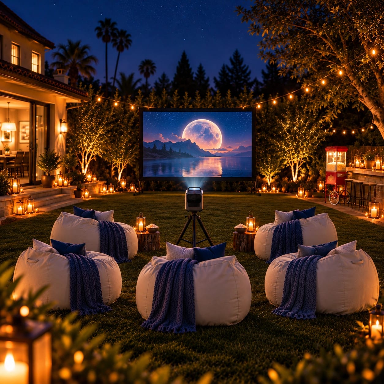 Signature Cinema backyard movie setup
