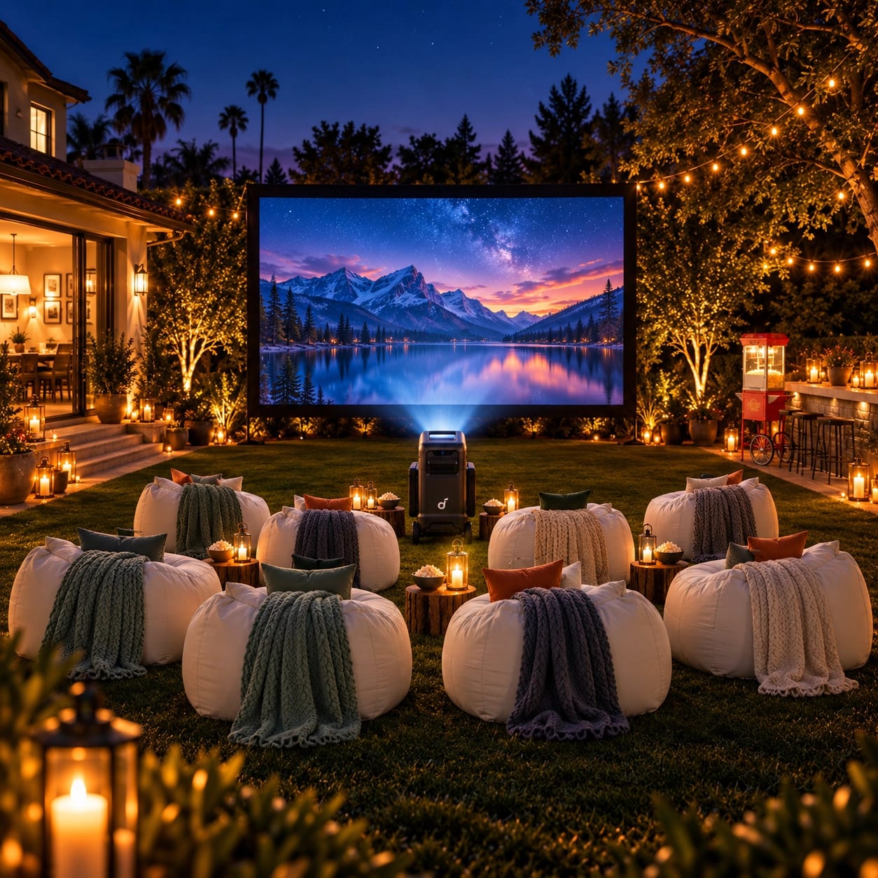 Premiere Cinema backyard movie setup