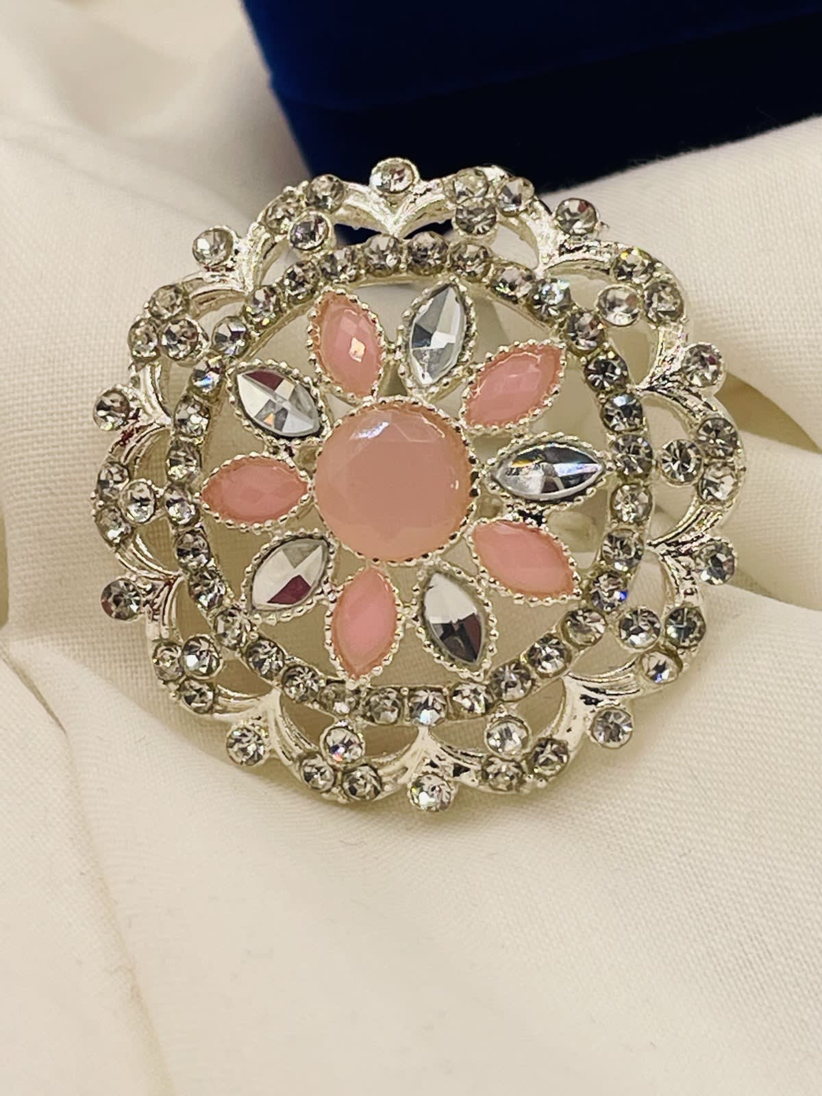 Elegant Floral Crystal Statement Ring