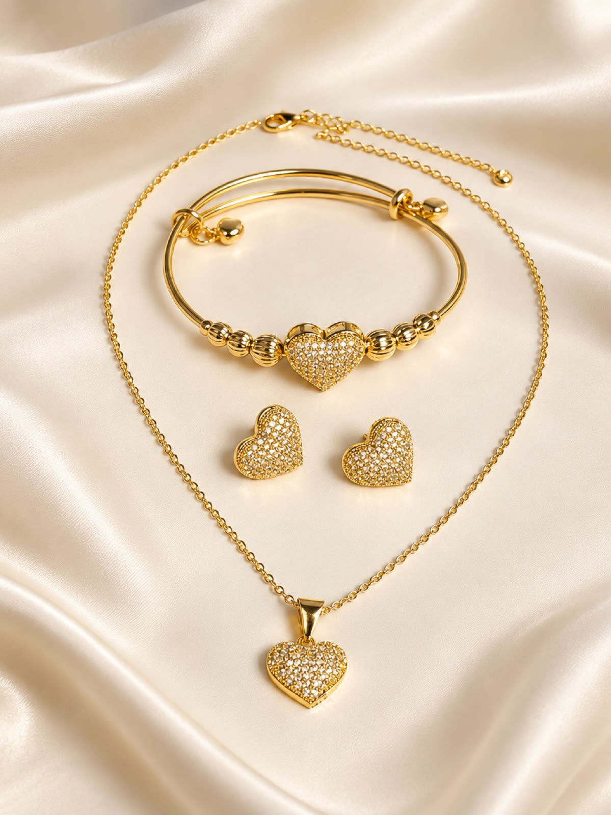 Elegant Heart Charm Jewelry Set