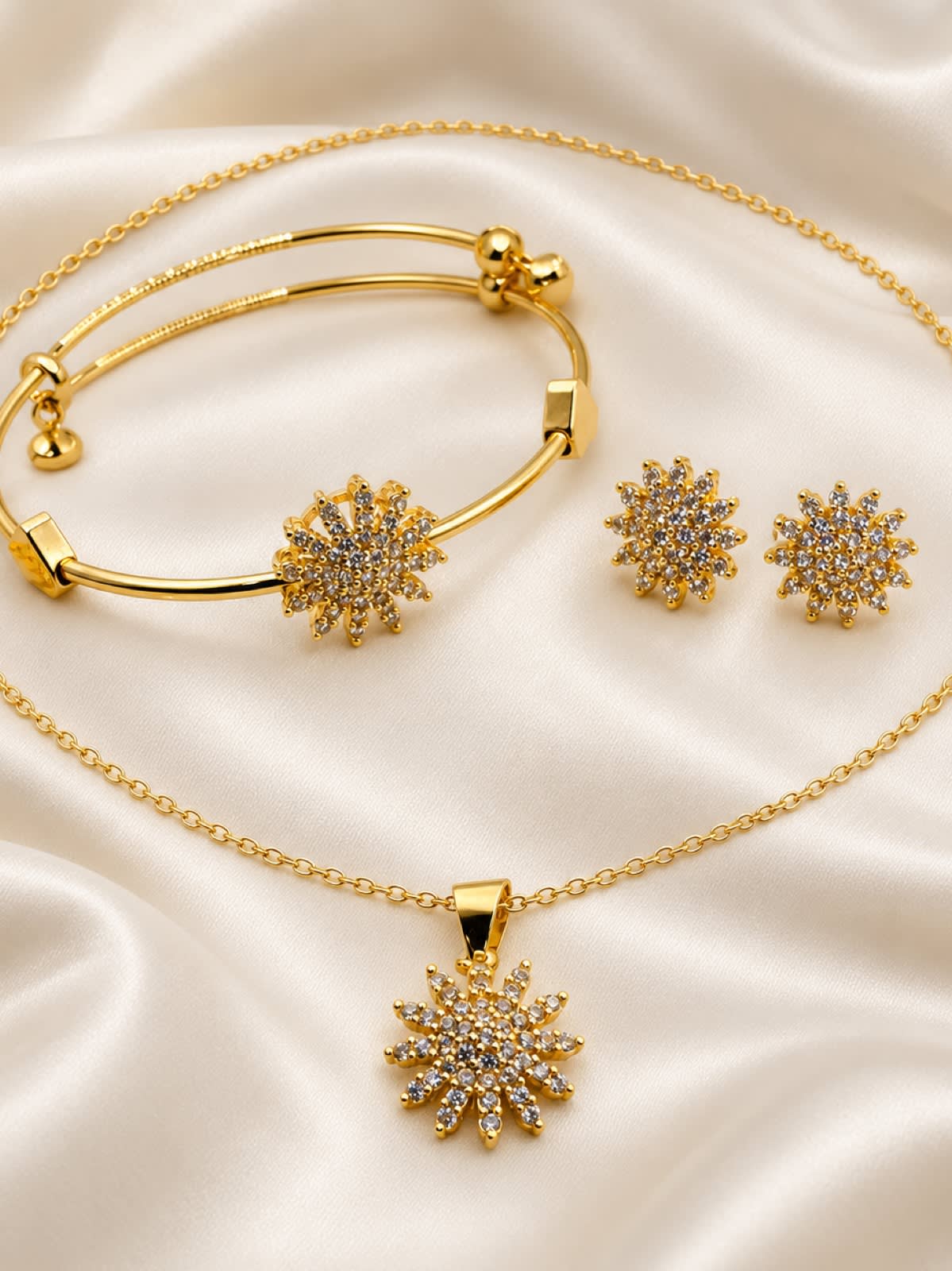 Elegant Crystal Sunburst Jewelry Set