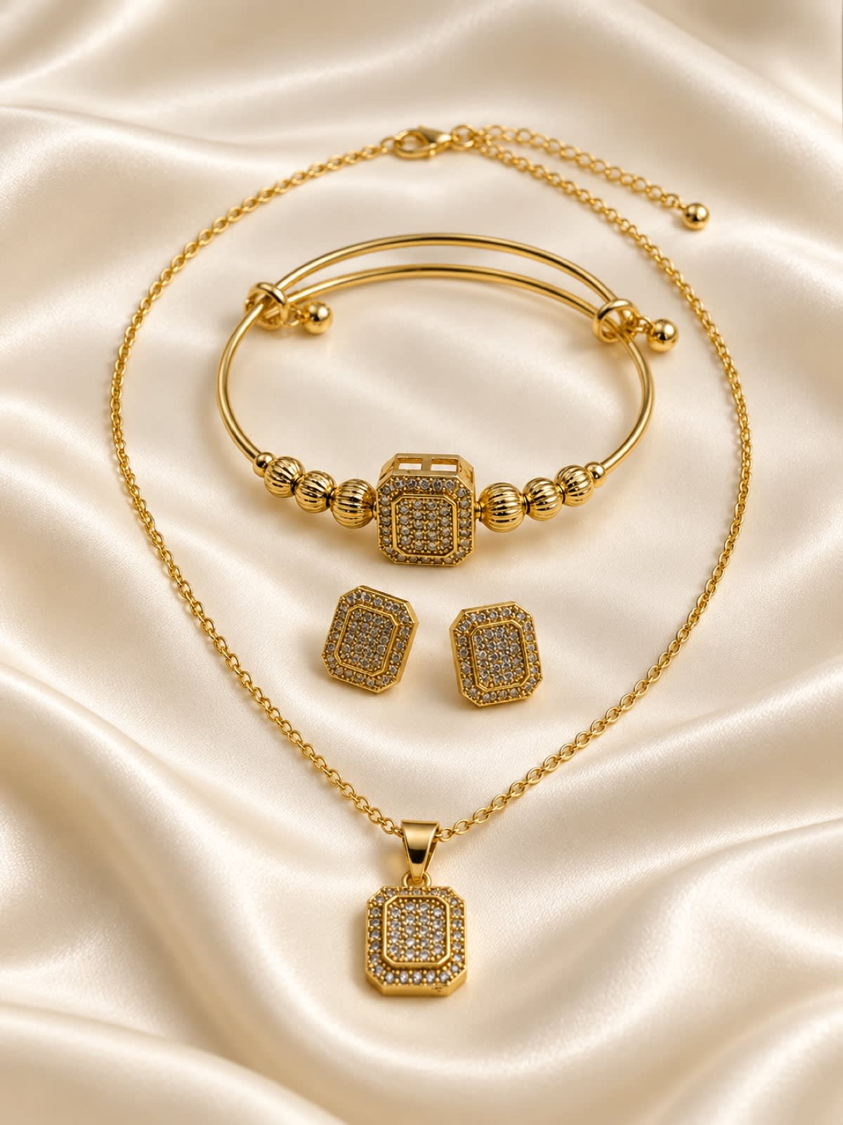 Elegant Square Crystal Jewelry Set