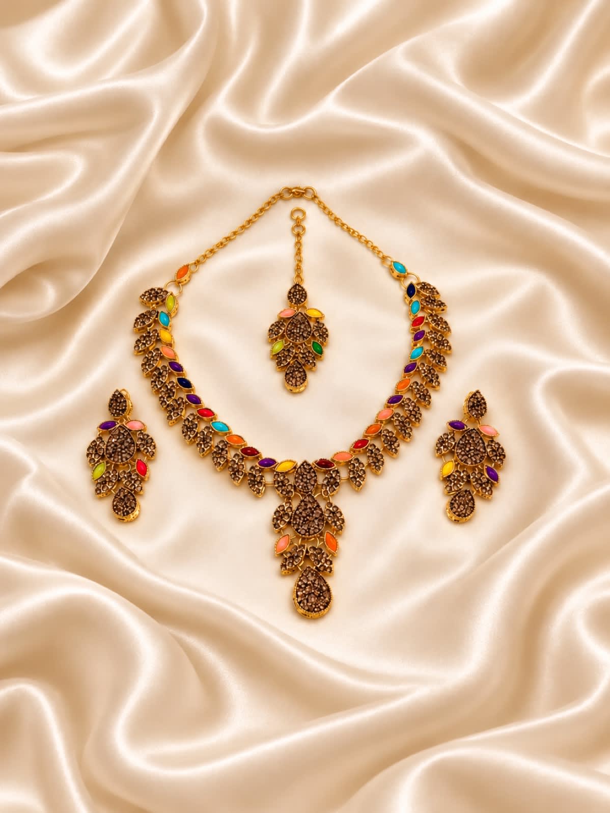 Royal Kundan-Inspired Multi color Necklace Set