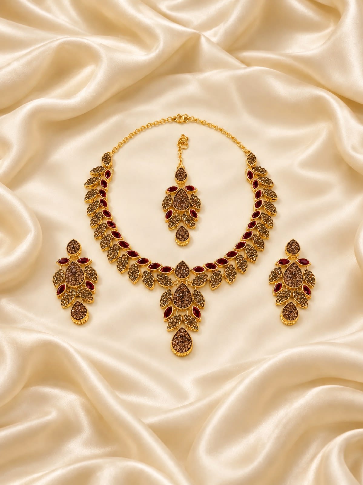 Royal Kundan-Inspired Maroon Necklace Set