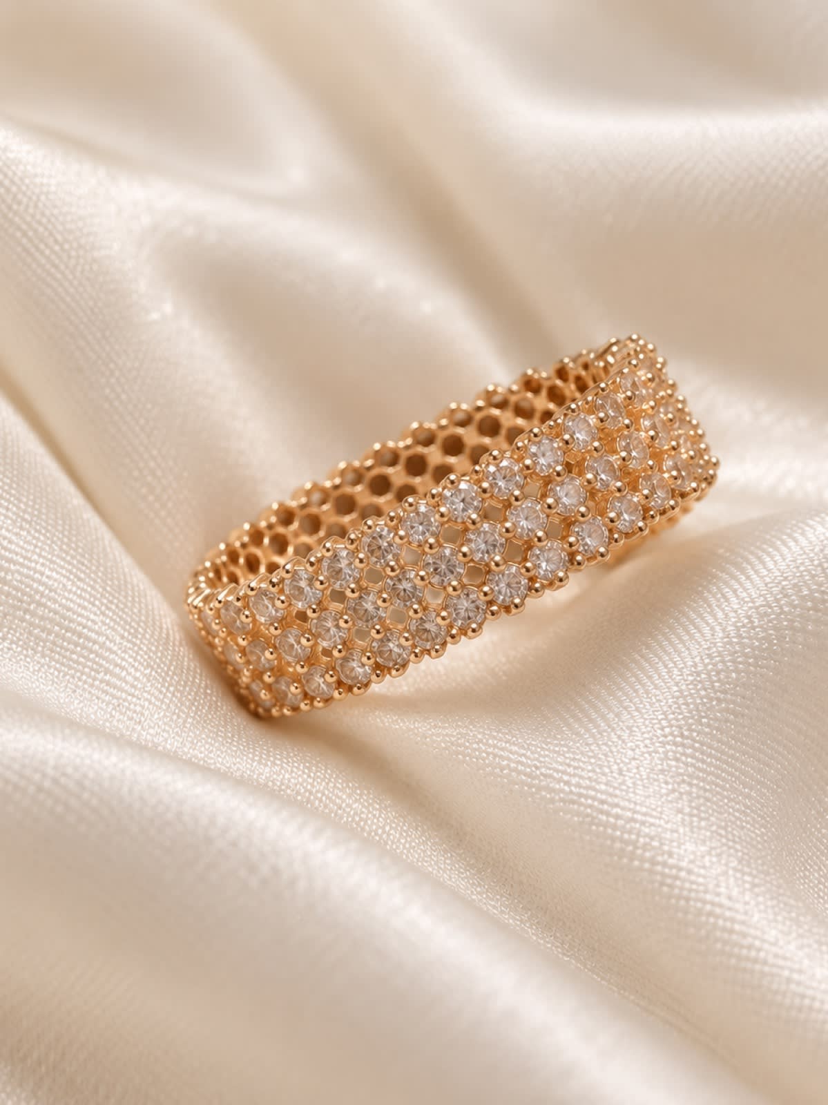 Gold-Tone Multi-Row Crystal Band Ring