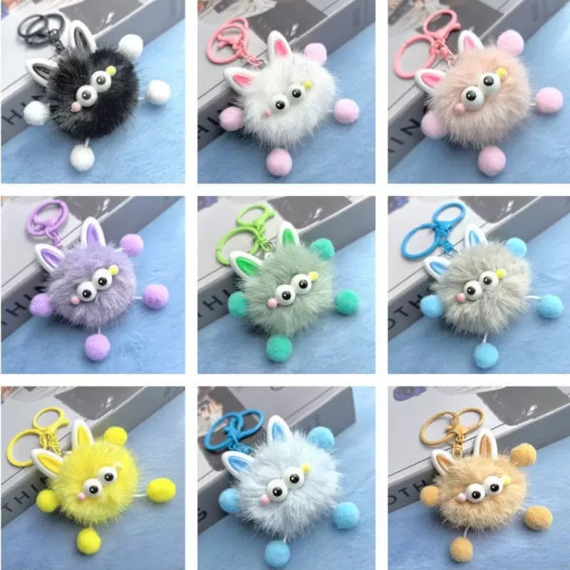 Cute Furry Bunny Keychain