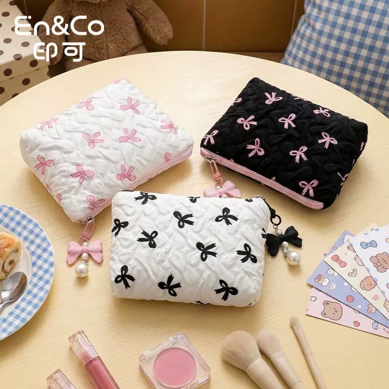 Bow makeup pouch