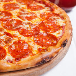 A salami pizza