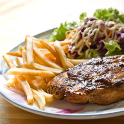 Meat with fries