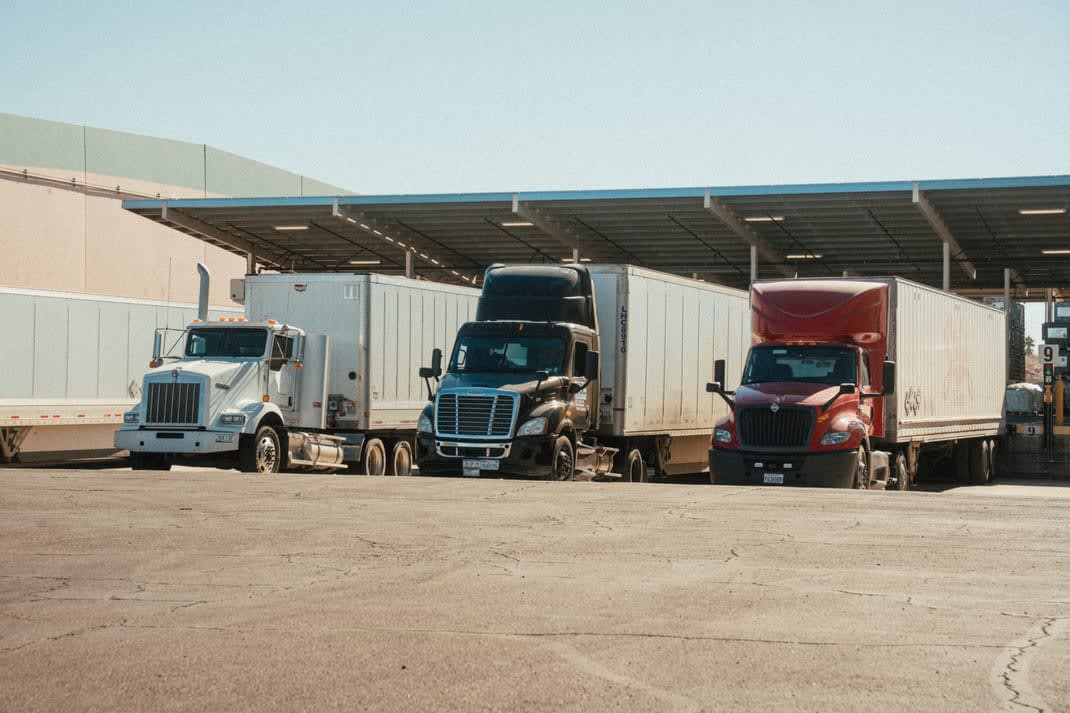 semi trucks crossing the commercial border in san luis arizona