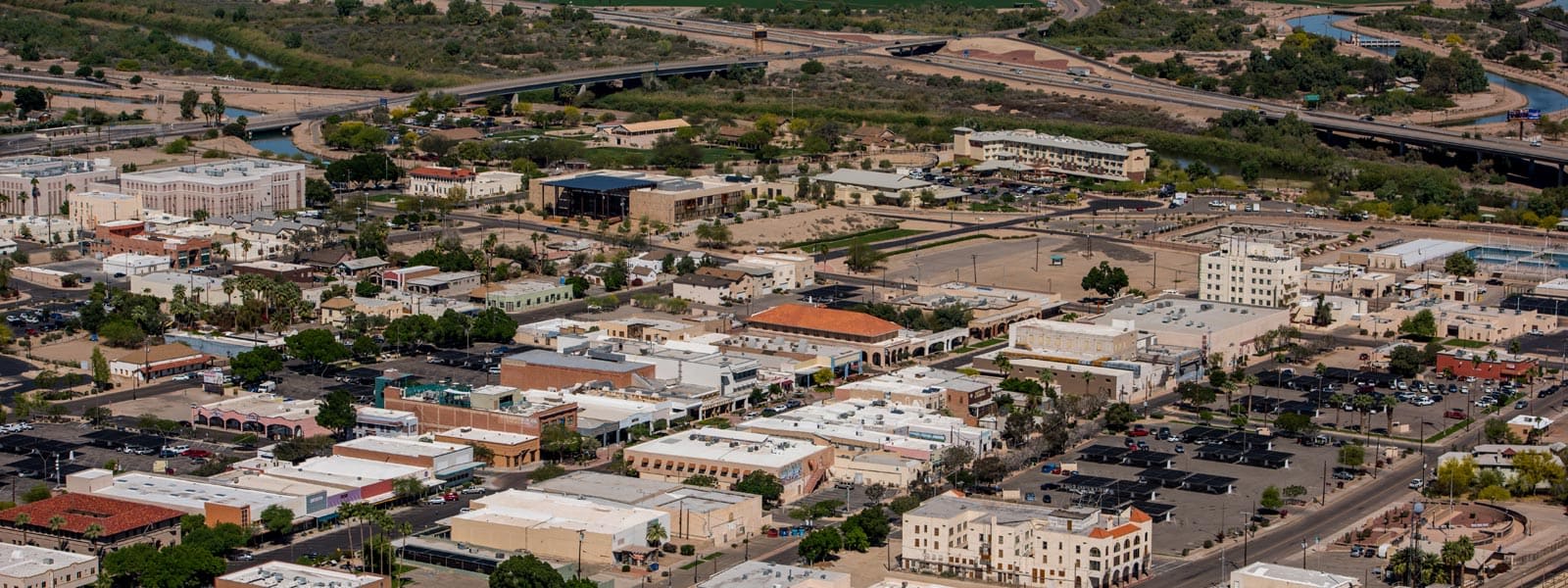 Aerial view of downtown yuma AZ