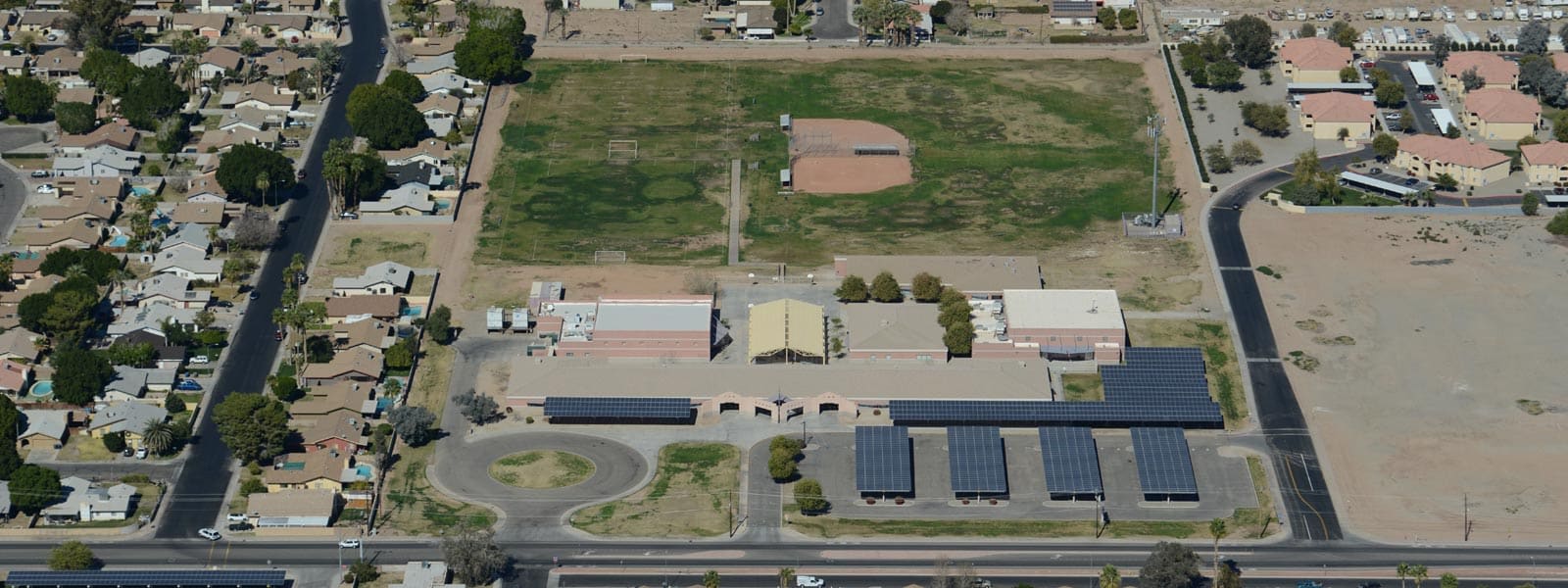 Aerial view of a school in Yuma AZ